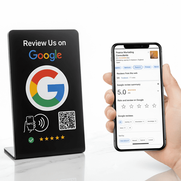 TAPro NFC Google Review Stand with QR Code Tap to Review Display for Restaurants, Salons, Retail & Small Business