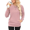 thumbnail image 1 of TARAINYA Women Long Sleeve Oversized Sweatshirt Casual Crewneck Pullover Kangaroo Pockets X Decoration, 1 of 8