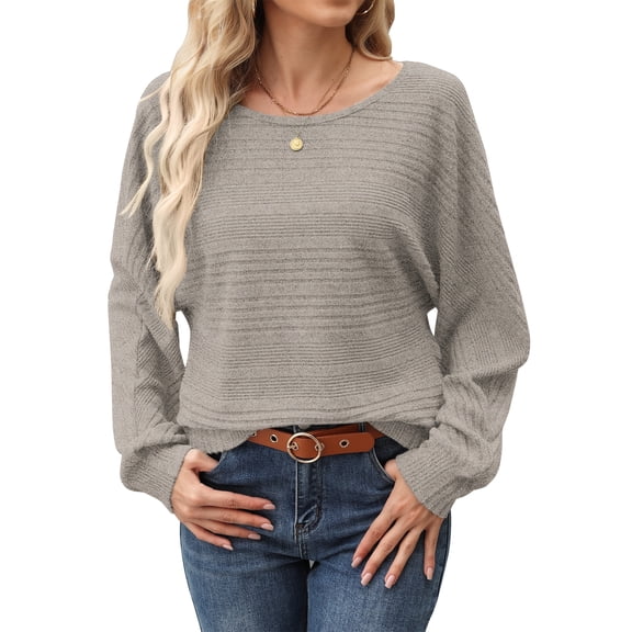 TARAINYA Womens Long Sleeve Shirt Casual Ribbed Tops Fall Winter Batwing Pullover,Sizes S-3XL