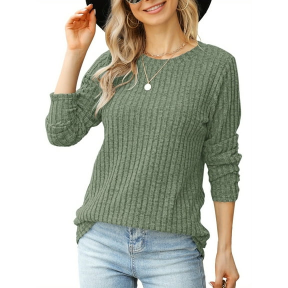 TARAINYA Women's Casual Long Sleeve Crewneck Pullover Sweater Lightweight Fall Winter Tunic Top