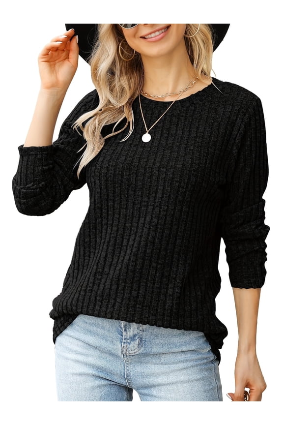 Women's Casual Long Sleeve Crewneck Pullover Sweater Lightweight Fall Winter Tunic Top
