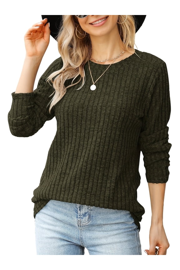 Women's Casual Long Sleeve Crewneck Pullover Sweater Lightweight Fall Winter Tunic Top