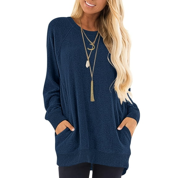 TARAINYA Women's Daily Wear Long Sleeve Sweatshirt Casual Loose Round Neck Pullover with Pockets