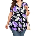 thumbnail image 1 of TARAINYA Plus Size Blouses for Women Button Short Sleeve Shirts Casual V Neck Tunic Tops, 1 of 9