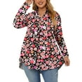 thumbnail image 1 of TARAINYA Women's Plus Size Tops Long Sleeve Henley V Neck Button Up Flowy T Shirts Tunic Loose Blouses, 1 of 8