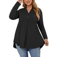 thumbnail image 1 of TARAINYA Women's Plus Size Tops Long Sleeve Henley V Neck Button Up Flowy T Shirts Tunic Loose Blouses, 1 of 8
