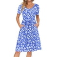 thumbnail image 1 of TARAINYA Women Summer Short Sleeve Empire Waist Dresses A-Line Floral Print Midi Dress Pleated Loose Fit Swing Sundress with Pockets, 1 of 7