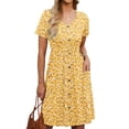 thumbnail image 1 of TARAINYA Women V Neck Short Sleeve Casual Dress with Buttons and Pockets Summer Beach Sundress, 1 of 7