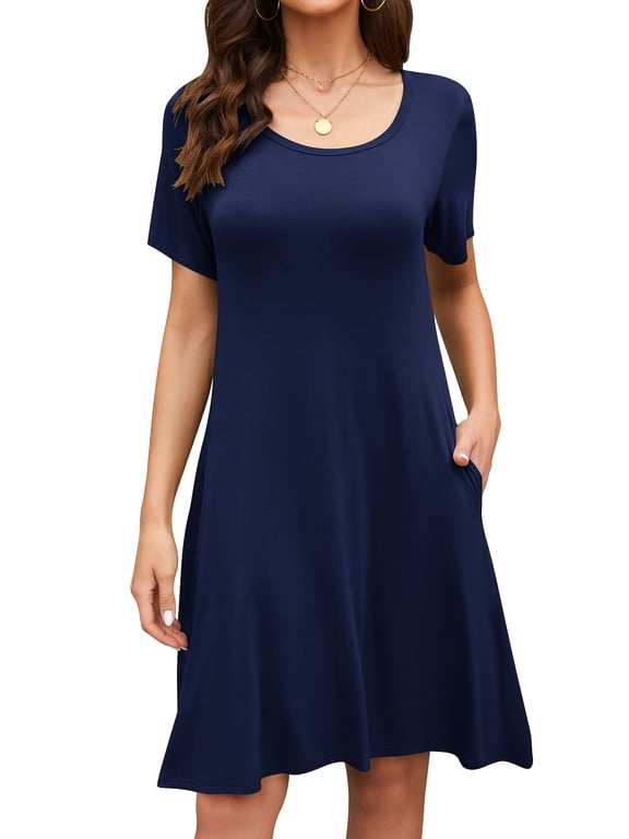 Summer Dresses for Women Trendy Mini Swing Dress Casual Beach Sundress with Pockets