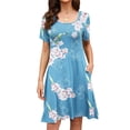 thumbnail image 1 of TARAINYA Summer Women Short Sleeve T-Shirt Dress Casual Swing Mini with Pockets Loose Pullover, 1 of 6