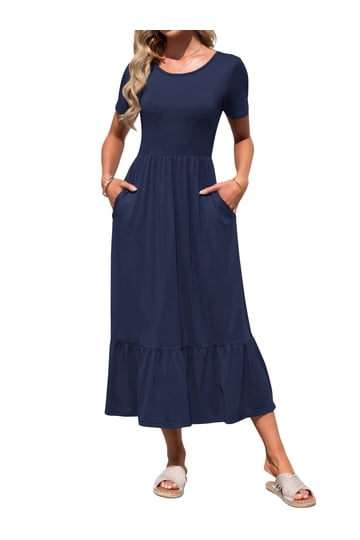slim fit dress slacks Navy Strapless Puffy Midi Tulle Dress main image 0