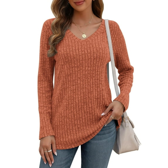 TARAINYA Womens Long Sleeve Tunic Tops Casual V Neck Lightweight Shirts Loose Sweatshirt