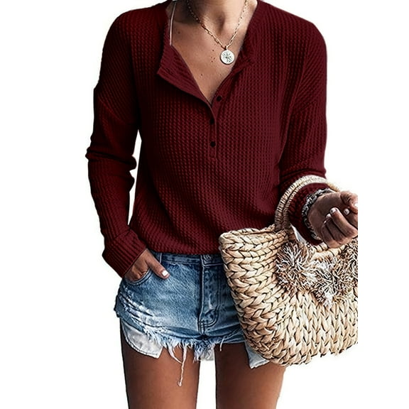 TARAINYA Womens Blouses Long Sleeve Plaid Knit Button Up Cardigan Shirt Loose Fit V-Neck Casual Plus Size S-3XL