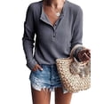 thumbnail image 1 of TARAINYA Womens Henley Long Sleeve Plaid Knit Button-up Shirt Blouse Top Loose Fit V-Neck Cardigan, 1 of 9