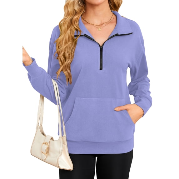 TARAINYA Women Oversized Half Zip Sweatshirt Casual Quarter Zip Pullover with Pocket