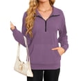 thumbnail image 1 of TARAINYA Women Oversized Half Zip Sweatshirt Casual Quarter Zip Pullover with Pocket, 1 of 8