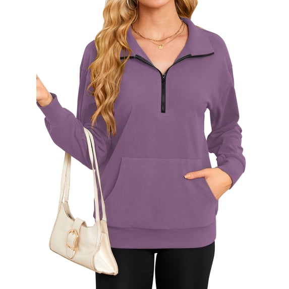 TARAINYA Women Oversized Half Zip Sweatshirt Casual Quarter Zip Pullover with Pocket