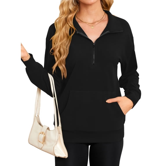 TARAINYA Women Oversized Half Zip Sweatshirt Casual Quarter Zip Pullover with Pocket