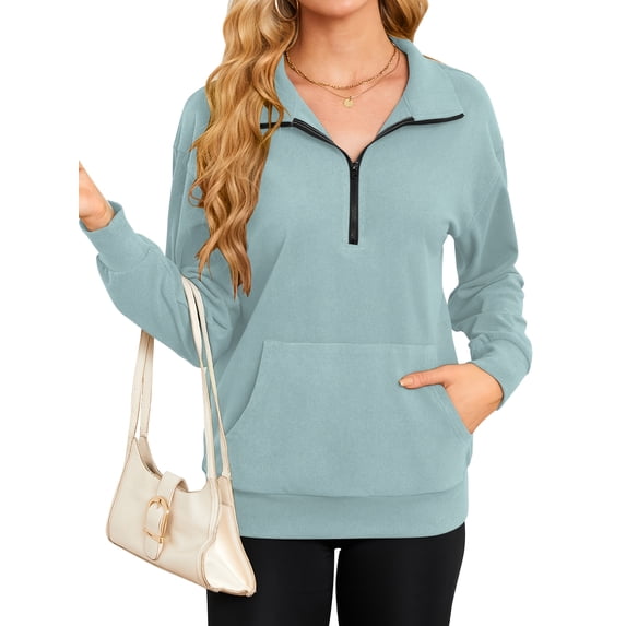 TARAINYA Women Oversized Half Zip Sweatshirt Casual Quarter Zip Pullover with Pocket