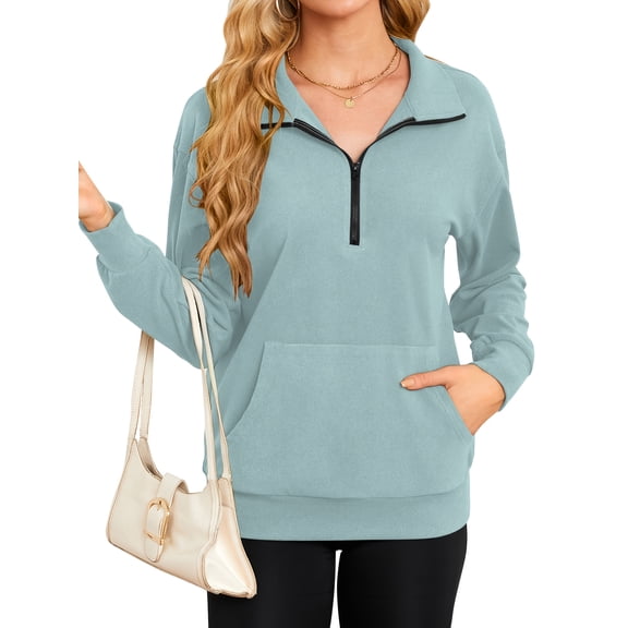 TARAINYA Women Oversized Half Zip Sweatshirt Casual Quarter Zip Pullover with Pocket