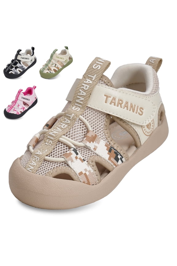 Wide Toe Box Toddler Sandals for Boys and Girls, Closed Toe, Mesh Upper