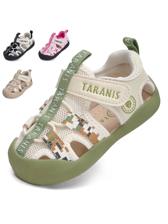 Wide Toe Box Toddler Sandals for Boys and Girls, Closed Toe, Mesh Upper