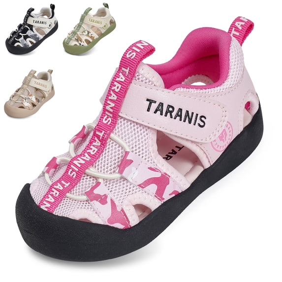 TARANIS Wide Toe Box Toddler Sandals for Boys and Girls, Closed Toe, Mesh Upper