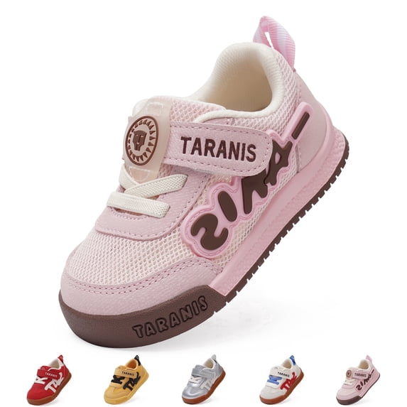 TARANIS Toddler Shoes for Girls and Boys, Non-Slip Breathable Wide Toe Baby Sneakers, Pink