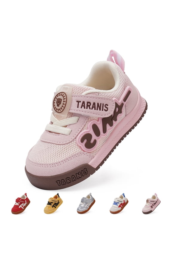 Toddler Girls Non-Slip Breathable Mesh Sneakers, Lightweight Baby First Walking Shoes, Pink