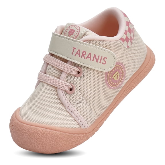 TARANIS Toddler Baby Girls Barefoot Sneakers with Wide Toe Box, Lightweight Non-Slip First Walking Shoes