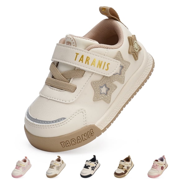TARANIS Toddler Sneakers for Girls and Boys, Easy Clean Upper, Closed Toe Walking Shoes