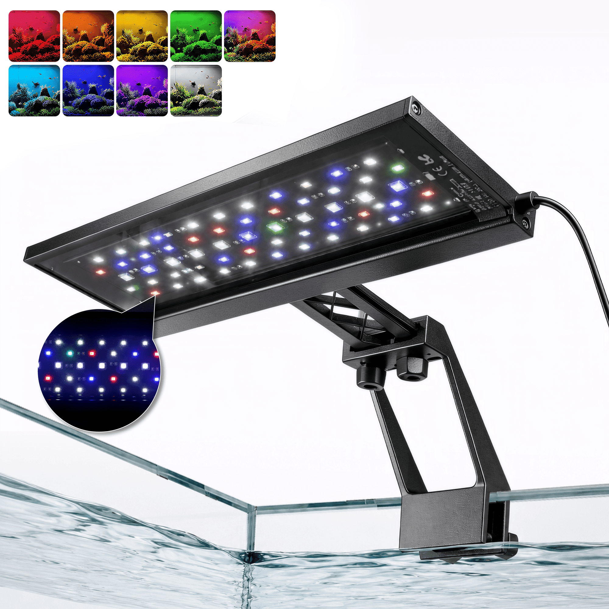 TARARIUM 14W Clip-on Full Spectrum LED Aquarium Light, Fish Tank Light ...
