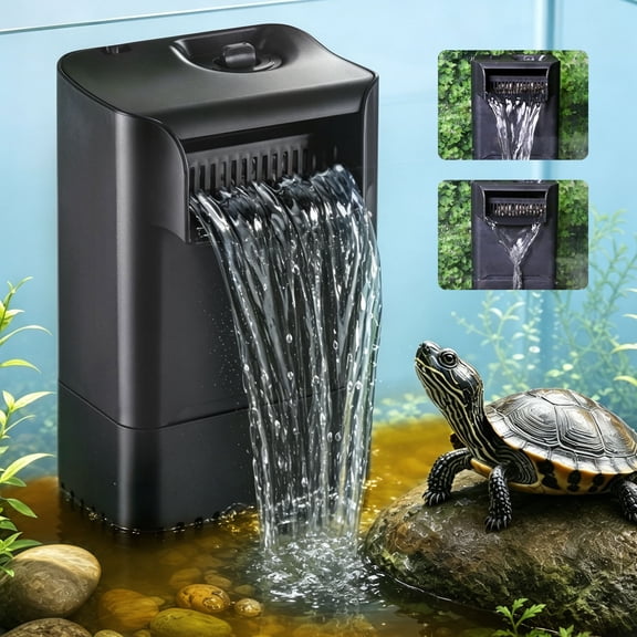 TARARIUM 220GPH Internal Filter for 20-45 Gal Turtle Tank, 3-Stage Waterfall Filtration with Low Water Level and Adjustable Flow for Fish Turtles Shrimps