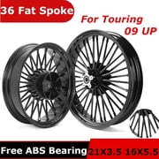 TARAZON Fat Spoke Tubeless Wheels Rims Set for Harley 21x3.5 Front, 16x5.5 Rear, Gloss Black