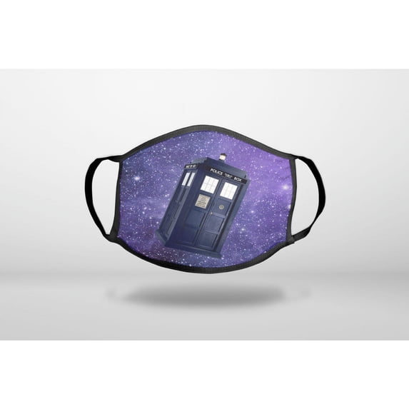 TARDIS Floating in Space - 3-Ply Reusable Soft Cloth Face Covering, Unisex, Cotton Inner Layer