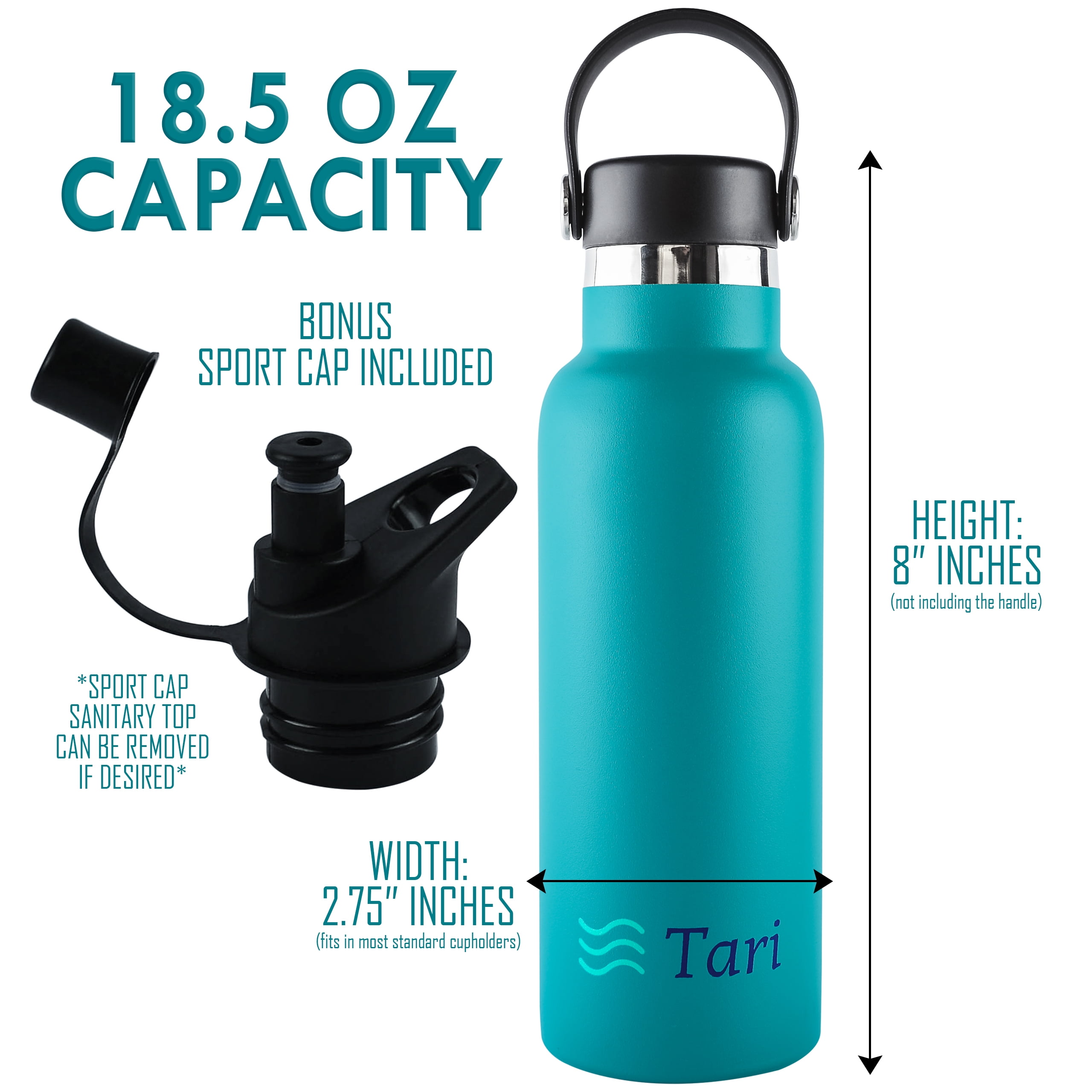 Bubba Trailblazer 24 oz Island Teal and Black Stainless Steel Water Bottle  with Wide Mouth Lid