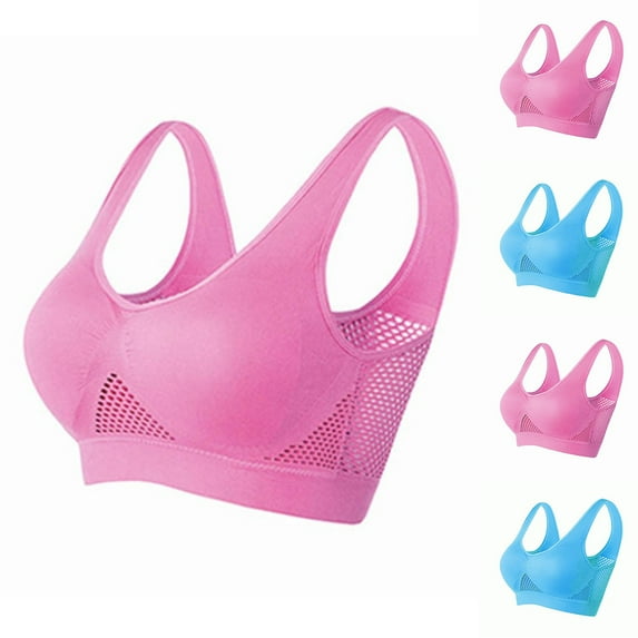 TARIENDY Breathable Yoga Gym Bra Plus Size Full Coverage Hollow Out Sports Bra Support Wireless Workout Crop Tops Sports Bras for Big Bust Hot Pink XL