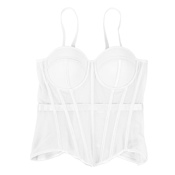 TARIENDY Corset Camisole for Women Mesh Padded Overbust Bustiers Top Going Out Boned Corsets Tops with Hooks White 42D/95