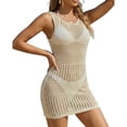 thumbnail image 1 of TARIENDY Cover Ups for Swimwear Women Crochet Sleeveless Bathing Suit Cover Up Dress Hollow Out Beach Swimwear Coverups Beige S, 1 of 4