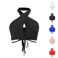 thumbnail image 1 of TARIENDY Criss Cross Halter Tops for Women Sports Bra Backless Sleeveless Crop Tops Padded Lace Up Workout Bras Red L, 1 of 4