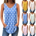 thumbnail image 1 of TARIENDY Curved Hem Sleeveless Tops for Women Loose Casual Graphic Tank Tops Summer V Neck Lounge Blouses Beach Vacation Tops Pink M, 1 of 6