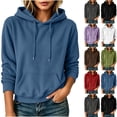 thumbnail image 1 of TARIENDY Fall Sweatshirt Women Solid Corduroy Pullover Hoodies Long Sleeve Drawstring Knit Hooded Sweatshirts with Pocket Brown L, 1 of 6