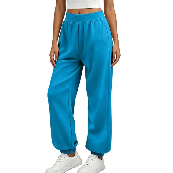 TARIENDY High Waisted Sweatpants for Women Baggy Cinch Bottom Wide Leg Workout Gym Sweat Pants Solid Color Lounge Pant with Pockets S
