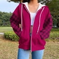 thumbnail image 1 of TARIENDY Hoodies for Women Zip Up Y2K Sweatshirt Jacket with Pockets Loose Drawstring Hoodie Fashion Plaid Long Sleeve Hooded Jackets Hot Pink M, 1 of 6