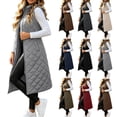 thumbnail image 1 of TARIENDY Long Quilted Vest Women Lightweight Sleeveless Fall Winter Puffer Jackets Stand Collar Zip Up Warm Fall Winter Outerwear Wine L, 1 of 10