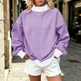 thumbnail image 1 of TARIENDY Long Sleeve Striped Pullover Women Oversized Spring Sweatshirts Trendy Mock Neck Sweatshirt Comfy Fall Winter Casual Tops Purple M, 1 of 7