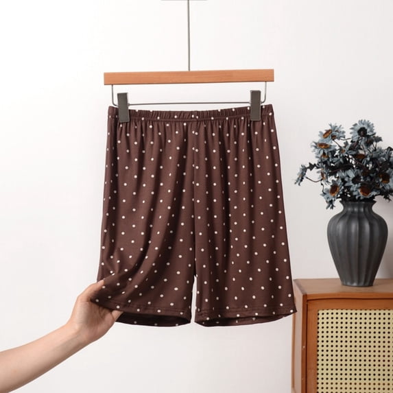 TARIENDY Pajama Shorts for Women Comfy Elastic Waist Modal Sleeping Shorts Plus Size Summer Causal Loungewear Polka Dot Pj Bottoms Coffee XXXXL