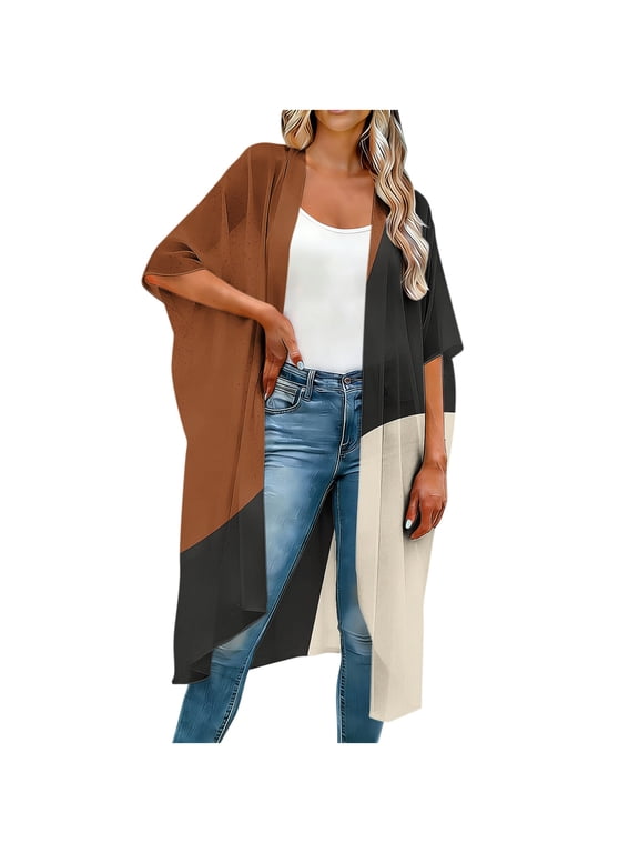 Plus Size Cover Ups for Women Lightweight Kimono Loose Casual Summer Beach Cardigan Bathing Suit Coverup White XL