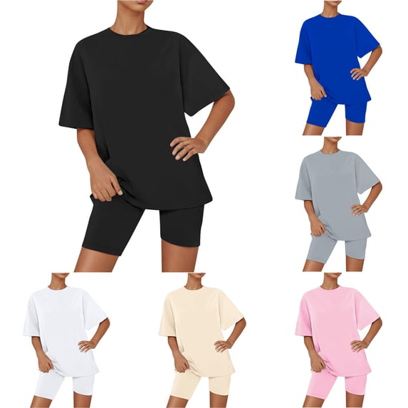 TARIENDY Plus Size Pajama Sets for Women 2 Piece Solid Loungewear Summer Short Sleeve Pjs Set Comfy Crewneck Tops Shorts Sleepwear Black XXXL