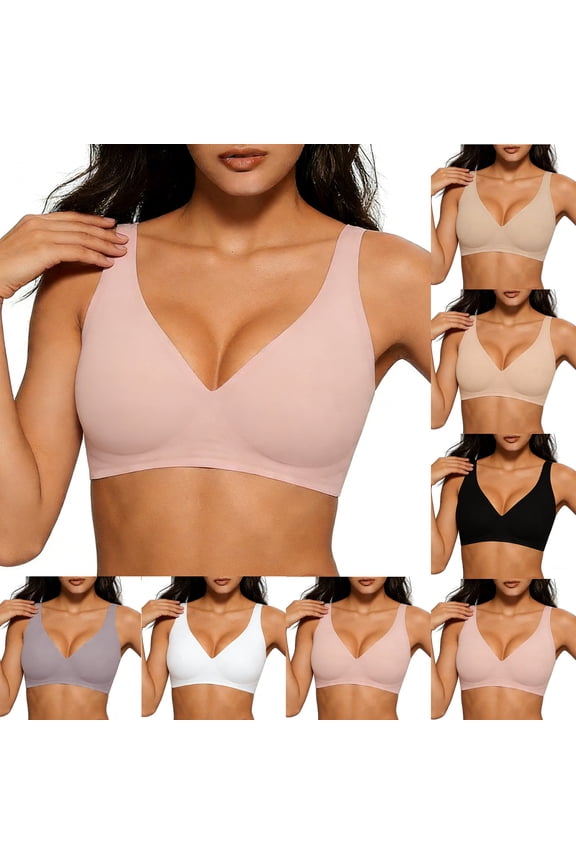 Plus Size Push Up Bra for Big Breasts Soft Seamless Everday Bra Comfortable Wide Straps Bralette Wireless Supportive Bralettes Coffee XL